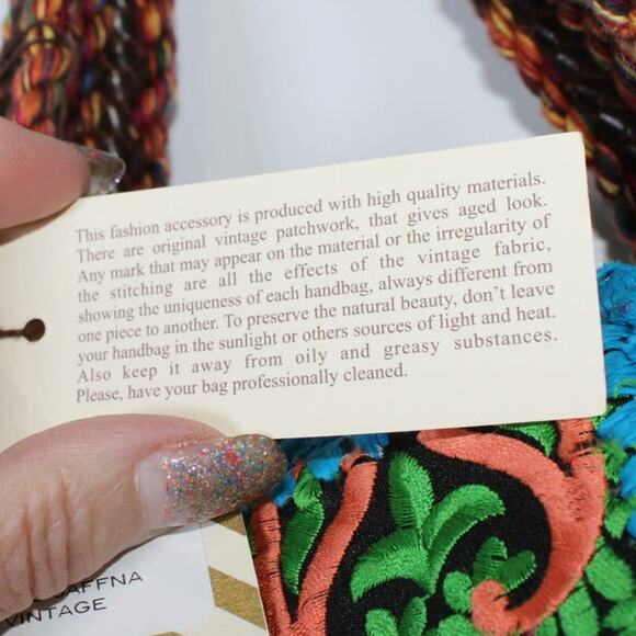 Imayin Bolso Jaffna Embroidered Patchwork Handle Crossbody Tote Colorful NWT - Picture 9 of 15